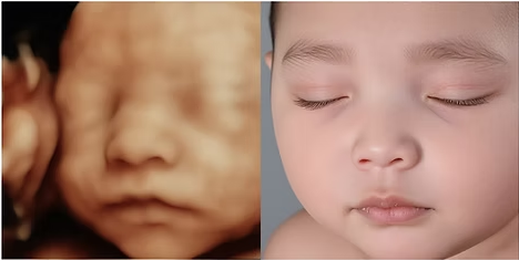 Expectant mother during a Babyview AI 8K rendering session
